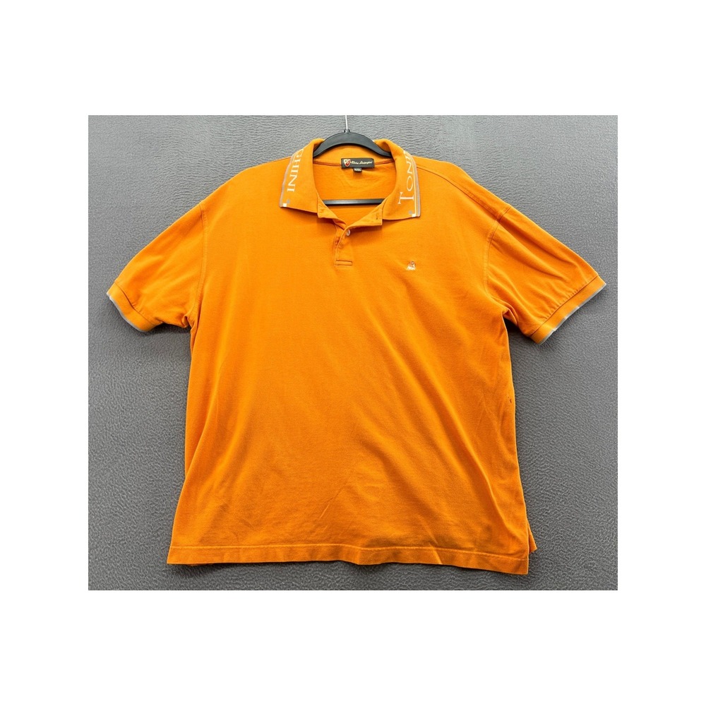 Tonino Lamborghini Shirt Mens XXL Orange Short Sleeve Pique Polo Bull Logo